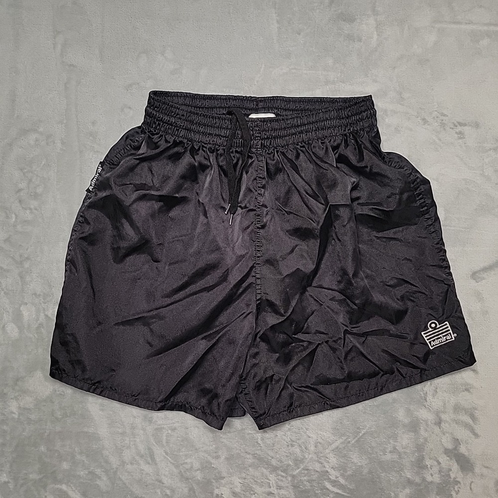 Vintage Admiral Soccer  Shorts Men L Black Athletic Gym Running 100% Nylon Retro